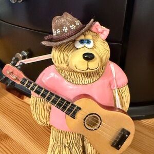 Cute Bear Figurine with Guitar